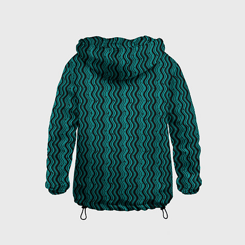 Детская ветровка Чёрно-бирюзовый волнистые линии / 3D-Черный – фото 2