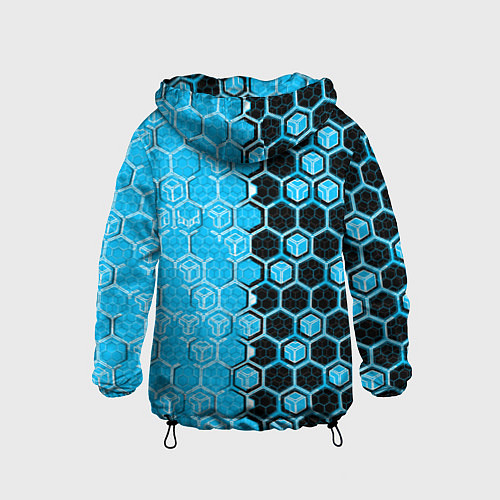 Детская ветровка Техно-киберпанк шестиугольники голубой и чёрный / 3D-Черный – фото 2