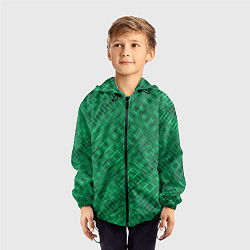 Ветровка с капюшоном детская Насыщенный зелёный текстурированный, цвет: 3D-черный — фото 2