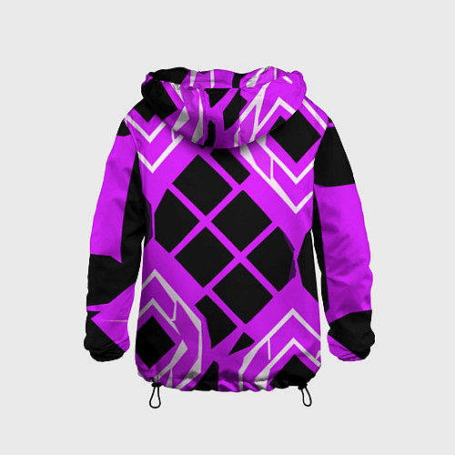 Детская ветровка Чёрные квадраты и белые полосы на фиолетовом фоне / 3D-Черный – фото 2