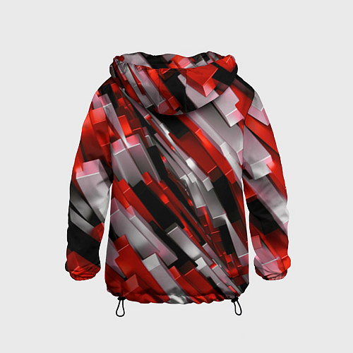 Детская ветровка Черно-красно-белые наклонные блоки / 3D-Черный – фото 2