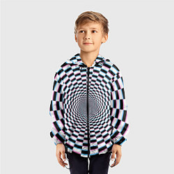 Ветровка с капюшоном детская Оптическая иллюзия с погружением, цвет: 3D-черный — фото 2