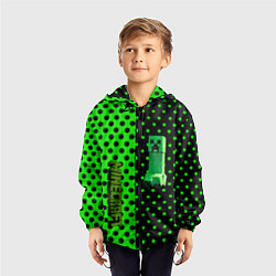 Ветровка с капюшоном детская Minecraft creeper pattern, цвет: 3D-черный — фото 2