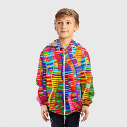Ветровка с капюшоном детская Абстрактная полноцветная живопись, цвет: 3D-белый — фото 2