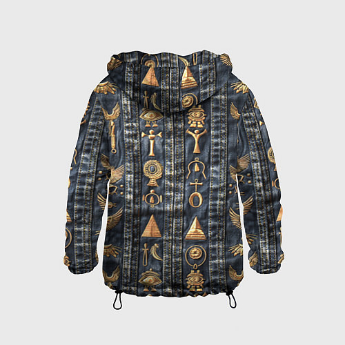 Детская ветровка Египетские символы на дениме / 3D-Черный – фото 2