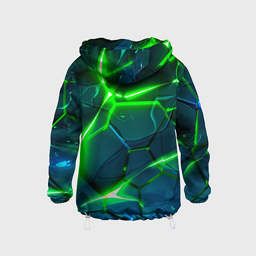 Детская ветровка Неоновые яркие зеленые разломленные плиты со свето / 3D-Белый – фото 2