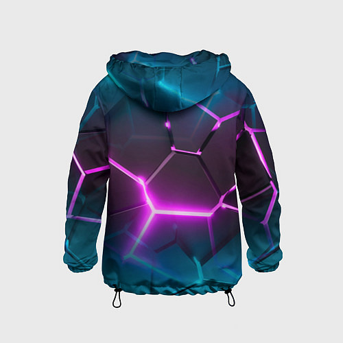 Детская ветровка Голубые и розовые неоновые плиты в разломе / 3D-Черный – фото 2