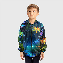 Ветровка с капюшоном детская Сказочный лес - бабочки, цвет: 3D-черный — фото 2