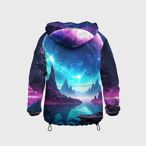 Детская ветровка Космический пейзаж - планеты / 3D-Черный – фото 2