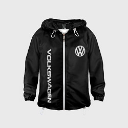 Ветровка с капюшоном детская Volkswagen logo white, цвет: 3D-белый