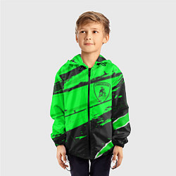 Ветровка с капюшоном детская Lamborghini sport green, цвет: 3D-черный — фото 2