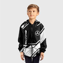 Ветровка с капюшоном детская Mercedes bens geometry, цвет: 3D-черный — фото 2