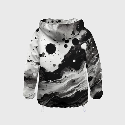 Детская ветровка Чёрно-белая абстракция - кляксы / 3D-Белый – фото 2