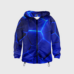 Ветровка с капюшоном детская Текстура темных синих неоновые плиты, цвет: 3D-черный