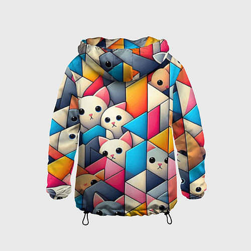 Детская ветровка Geometric pattern with kittens - ai art / 3D-Черный – фото 2