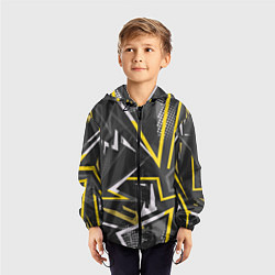 Ветровка с капюшоном детская Абстрактный фон со спортивным узором, цвет: 3D-черный — фото 2