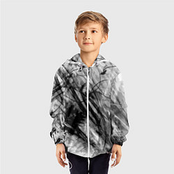 Ветровка с капюшоном детская Серый абстрактный серо-черный шрих, цвет: 3D-белый — фото 2