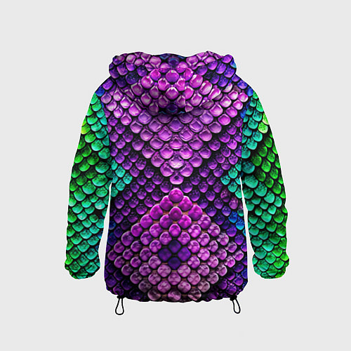 Детская ветровка Фиолетовая текстурная кожа змеи / 3D-Черный – фото 2