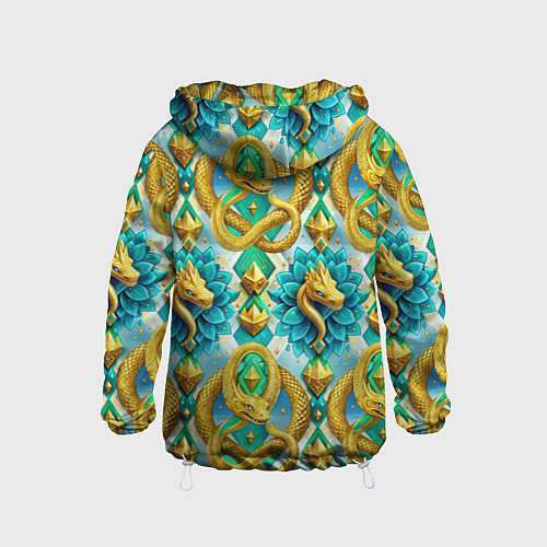 Детская ветровка Золотистые змеи и цветы / 3D-Белый – фото 2