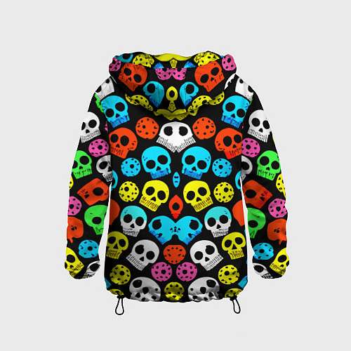 Детская ветровка Прикольный цветной паттерн из черепков - нейроарт / 3D-Черный – фото 2