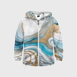 Детская ветровка Бело-голубой с золотом абстрактный узор