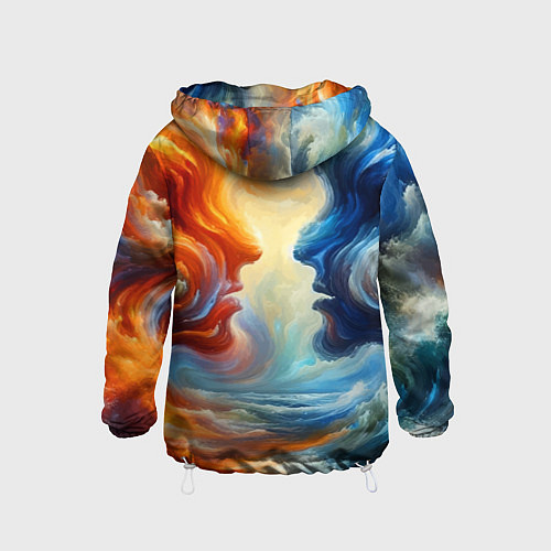 Детская ветровка Профили парня и девушки - две стихии / 3D-Белый – фото 2