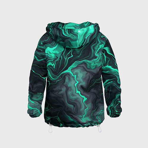 Детская ветровка Бирюзовый мрамор на черном фоне / 3D-Белый – фото 2