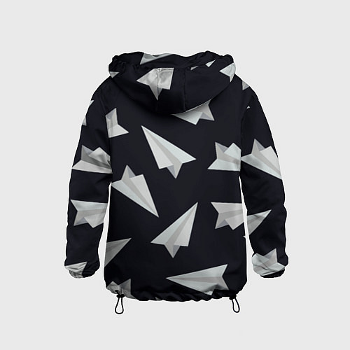 Детская ветровка Белый бумажный самолётик - Телеграм / 3D-Черный – фото 2