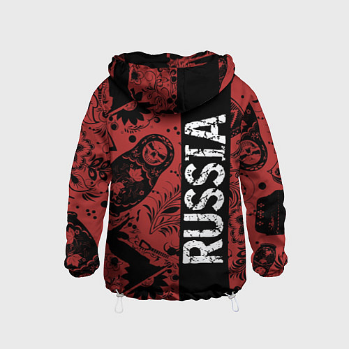 Детская ветровка Россия на фоне матрёшек балалайки и славянских узо / 3D-Белый – фото 2