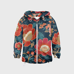 Детская ветровка Искусство алые цветы