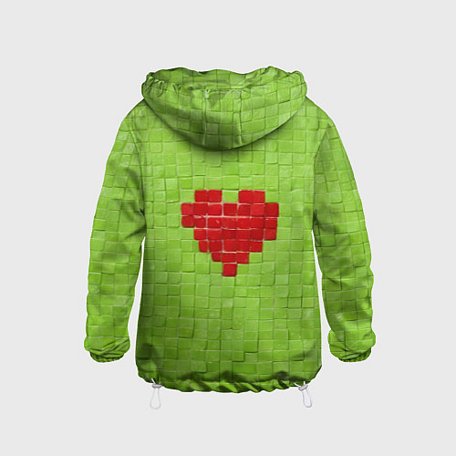 Детская ветровка Мелкая салатовая плитка сердце / 3D-Белый – фото 2
