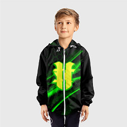 Ветровка с капюшоном детская Starcraft 2 кислотные соты линии, цвет: 3D-белый — фото 2