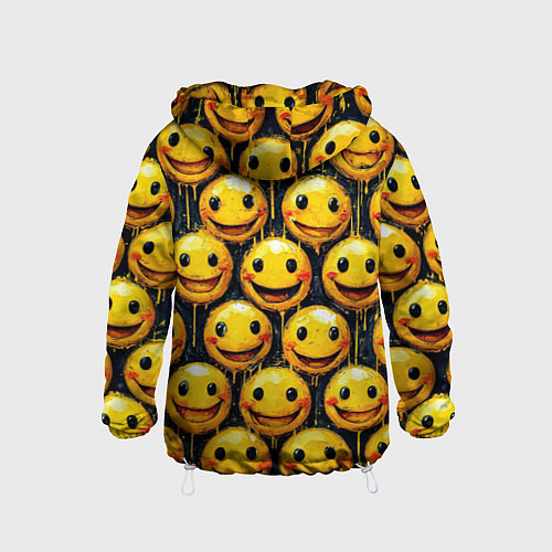 Детская ветровка Смайлы краской с потеками / 3D-Белый – фото 2