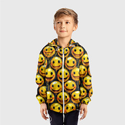 Ветровка с капюшоном детская Смайлы краской с потеками, цвет: 3D-белый — фото 2
