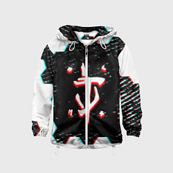 Ветровка с капюшоном детская Doom hexagon glitch color, цвет: 3D-белый