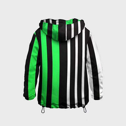 Детская ветровка Вертикальные полосы триколор зелёный / 3D-Черный – фото 2