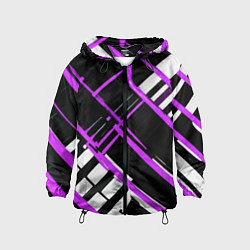 Детская ветровка Фиолетово-белые линии на чёрном фоне