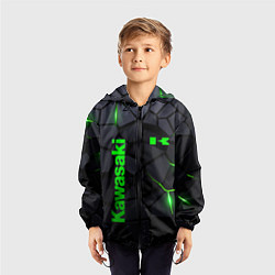 Ветровка с капюшоном детская Kawasaki - плиты с эффектом свечения, цвет: 3D-черный — фото 2
