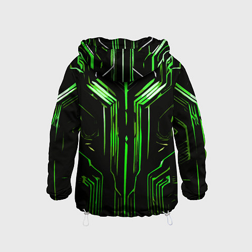 Детская ветровка Green stripes on a black background / 3D-Белый – фото 2