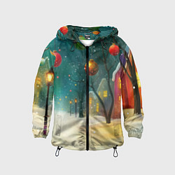 Детская ветровка Новогодние шары и тропинка