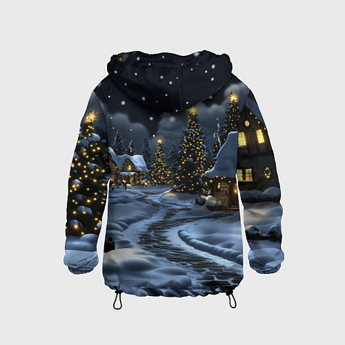 Детская ветровка Ночной новогодний город / 3D-Черный – фото 2