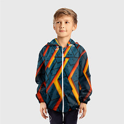 Ветровка с капюшоном детская Металлическая броня и оранжевое свечение, цвет: 3D-белый — фото 2