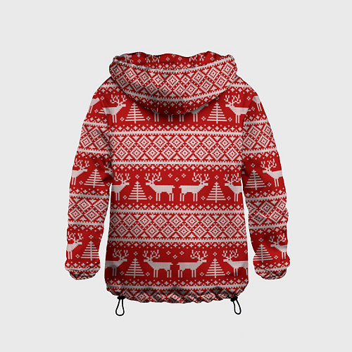Детская ветровка Вязаный новогодний орнамент с оленями и ёлками / 3D-Черный – фото 2