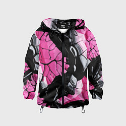 Детская ветровка Чёрные линии на чёрно-розовом фоне