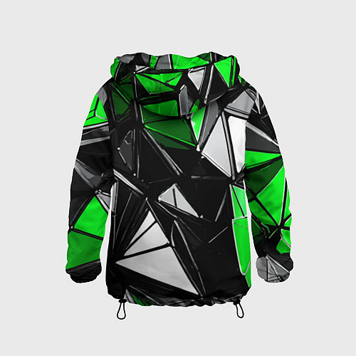 Детская ветровка Зелёно-белые рельефные треугольники на чёрном фоне / 3D-Черный – фото 2