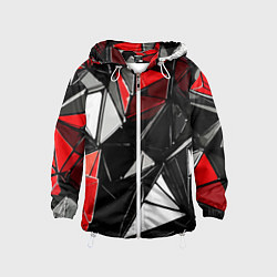 Детская ветровка Красно-белые рельефные треугольники на чёрном фоне
