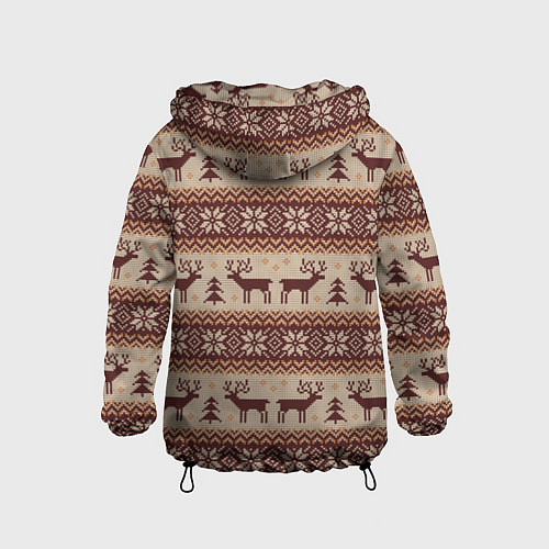 Детская ветровка Вязаный скандинавский орнамент с оленями / 3D-Черный – фото 2