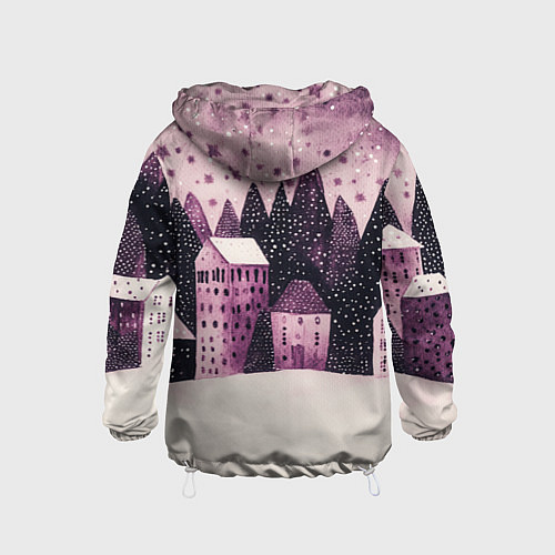 Детская ветровка Новогодние домики в лесу / 3D-Белый – фото 2