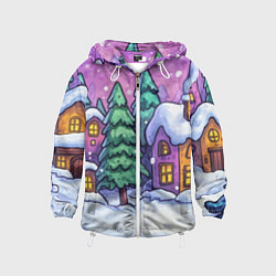 Детская ветровка Новогодний мультяшный двор