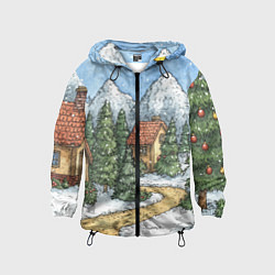 Детская ветровка Новогодний пейзаж